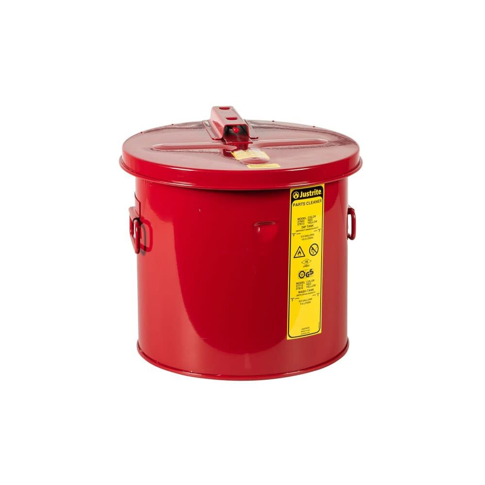 Justrite 3.5 Gallon Red Steel Dip Tank for Cleaning Parts, large image number 2