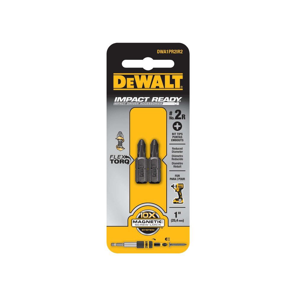 DEWALT 1in Phillips Reduced No.2 Impact Ready 2pk DWA1PR2IR2 Acme Tools