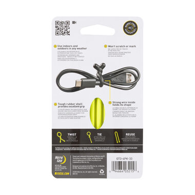 Nite Ize Gear Tie Reusable Rubber Twist Tie 3in 4pk Neon Yellow, large image number 1