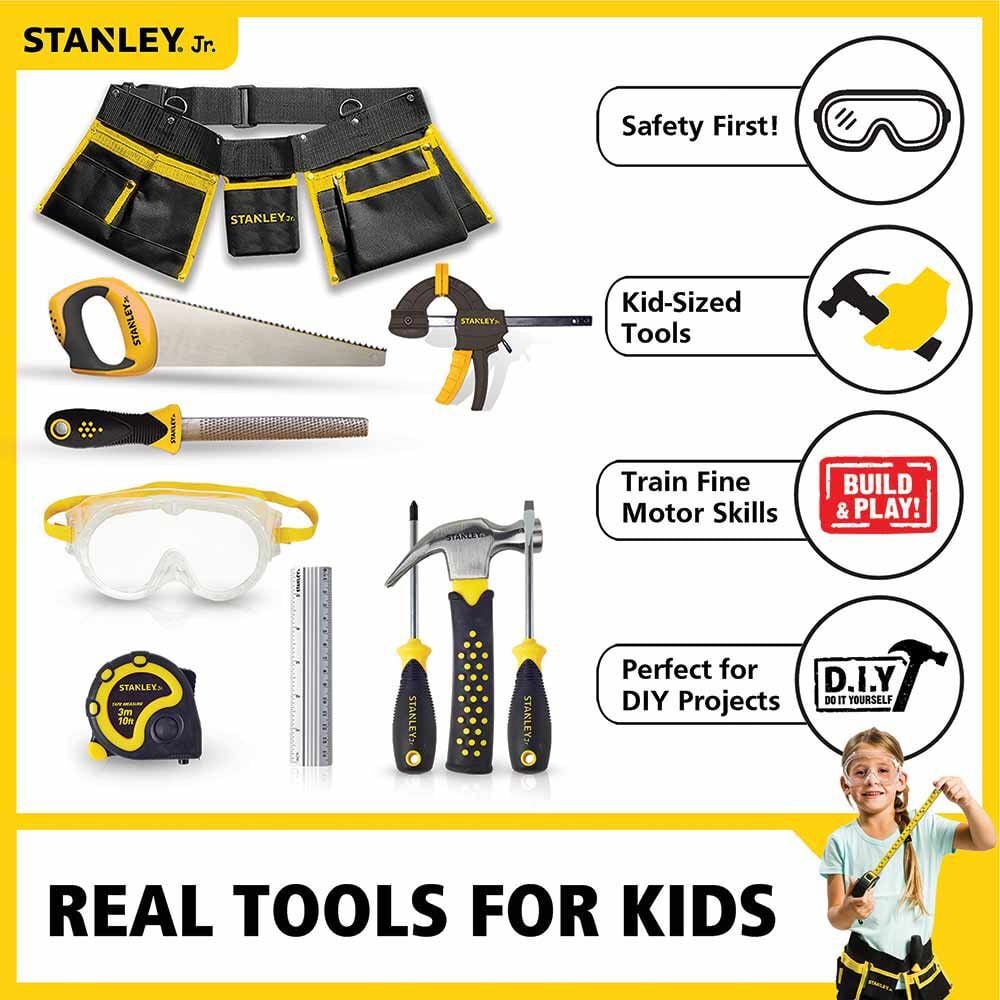 Stanley Jr Kids Wooden DIY Birdhouse Kit & Construction Play Tool Set 10 Piece Bundle, large image number 9