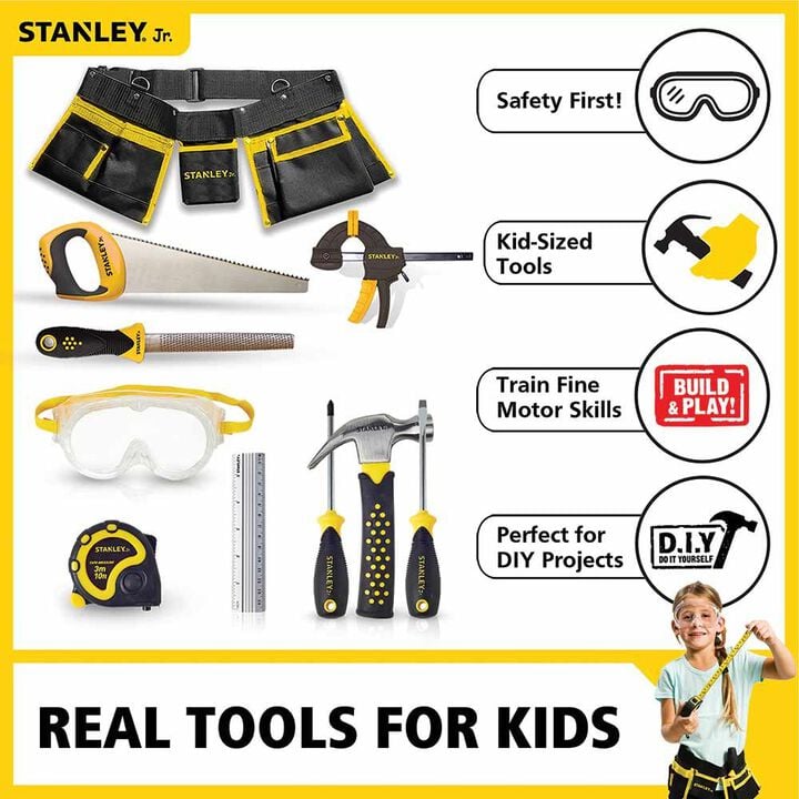 Stanley Jr Kids Wooden DIY Birdhouse Kit & Construction Play Tool Set 10 Piece Bundle, large image number 8