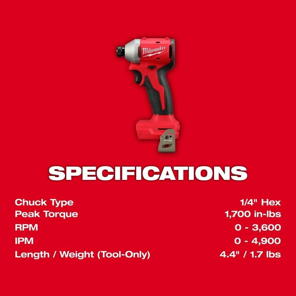 Milwaukee M18 Compact Brushless 1/4 Inch Hex Impact Driver (Bare Tool)-Reconditioned, large image number 5