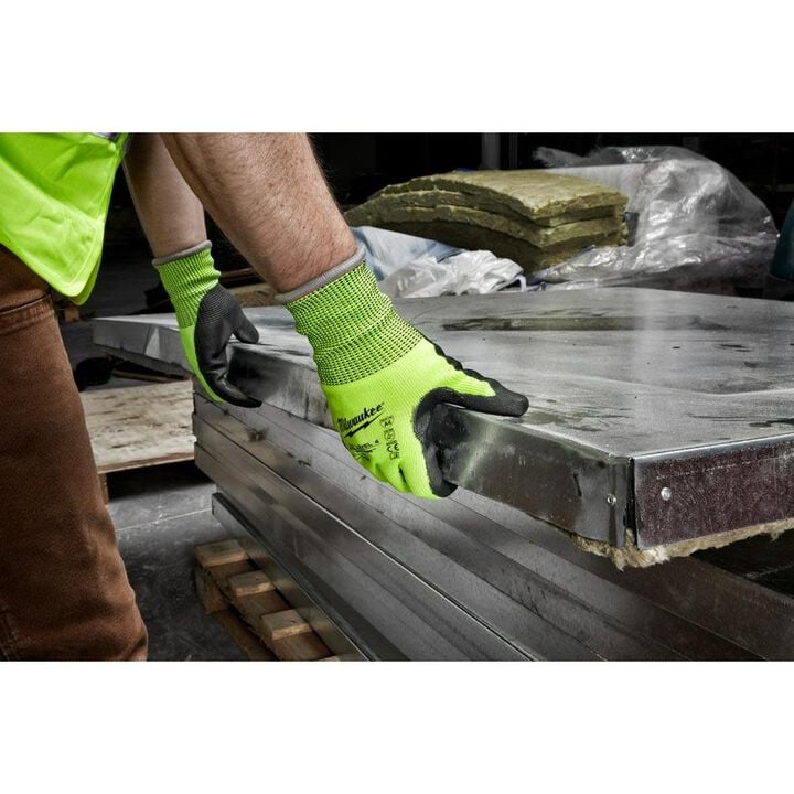 Milwaukee Cut Level 4 Gloves Hi Vis Polyurethane Dipped, large image number 3