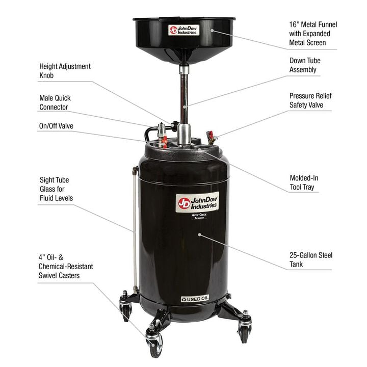Johndow 25 Gallon Heavy-Duty Steel Oil Drain, large image number 1