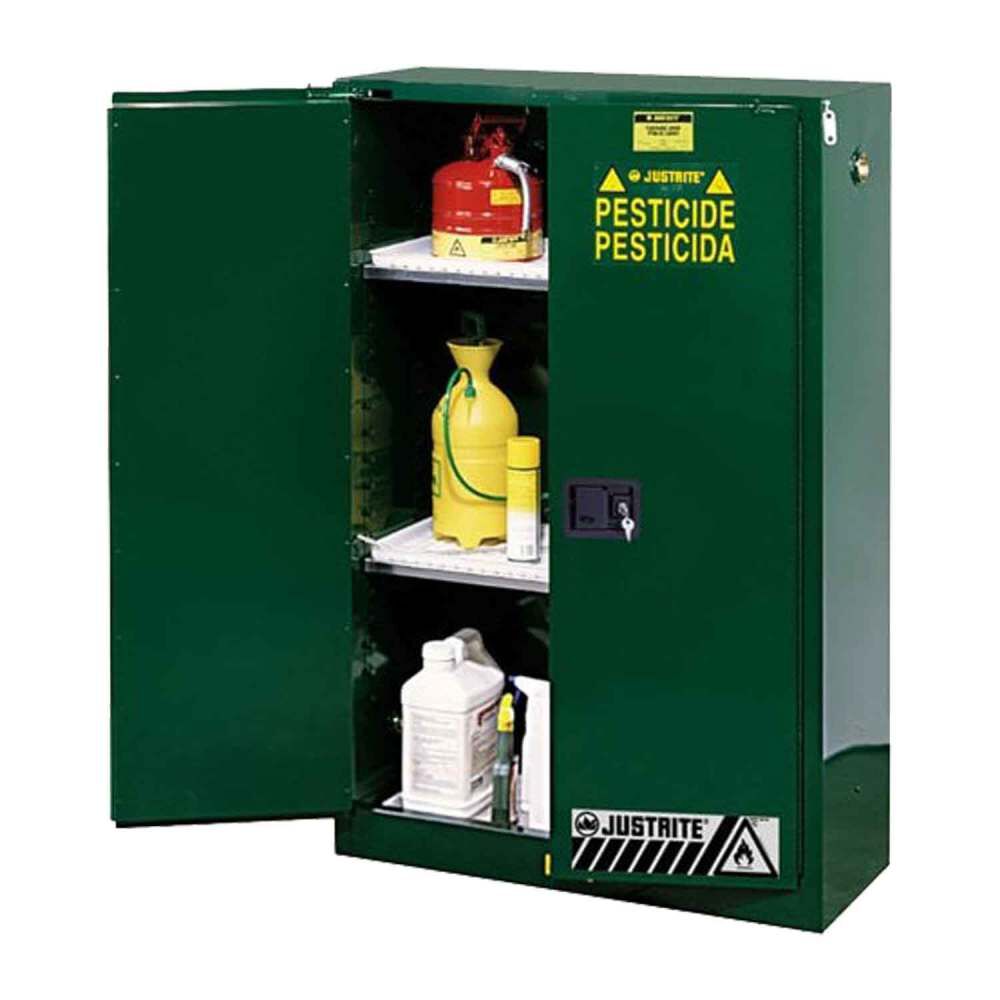 Justrite 90 Gallon Green Manual Close Safety Cabinet, large image number 1