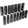 Milton 1/2 Drive Deep 6-Point Impact Socket Set 10-24mm Metric Steel Coated Black Oxide Finish 15pc, small image number 2