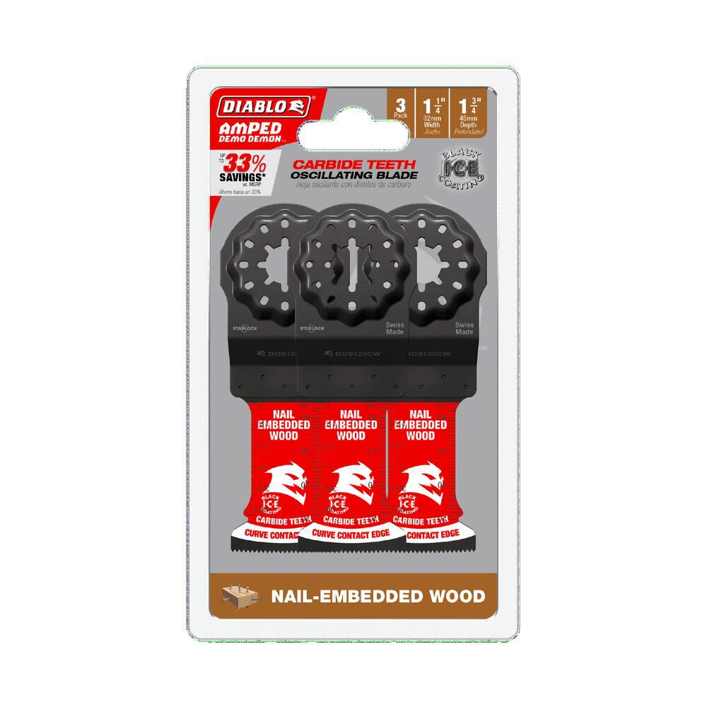 Diablo Tools 1-1/4in Starlock AMPED Carbide Teeth Oscillating Blades 3pk, large image number 4