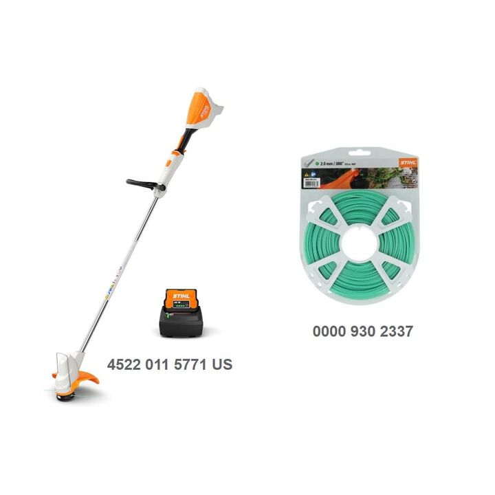 Stihl FSA 57 Trimmer with Battery & Green Nylon Trimmer Line Bundle, large image number 1