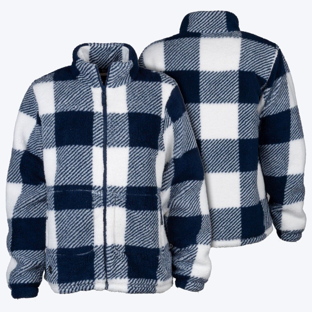 Mobile Warming Womens Upland Sherpa Blue Plaid Printed Long Jacket Kit Size Small – MWWJ68750225