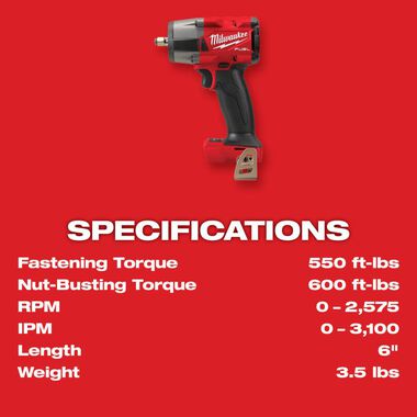 Milwaukee M18 FUEL 3/8 Mid-Torque Impact Wrench with Friction Ring, large image number 6
