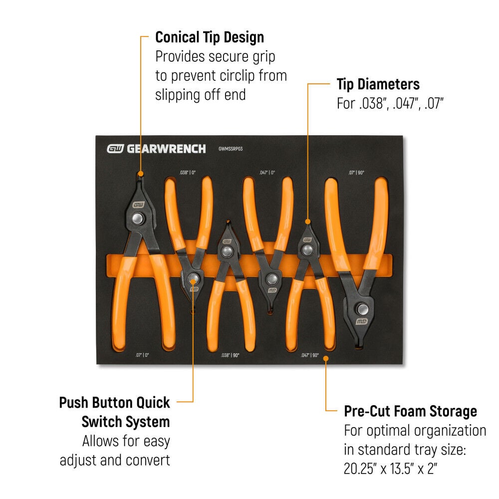 GEARWRENCH Push Button Convertible Snap Ring Pliers Set, large image number 3