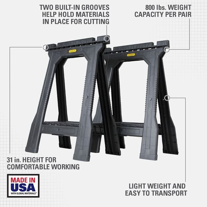 Stanley Folding Sawhorse, 2 Pack, large image number 1