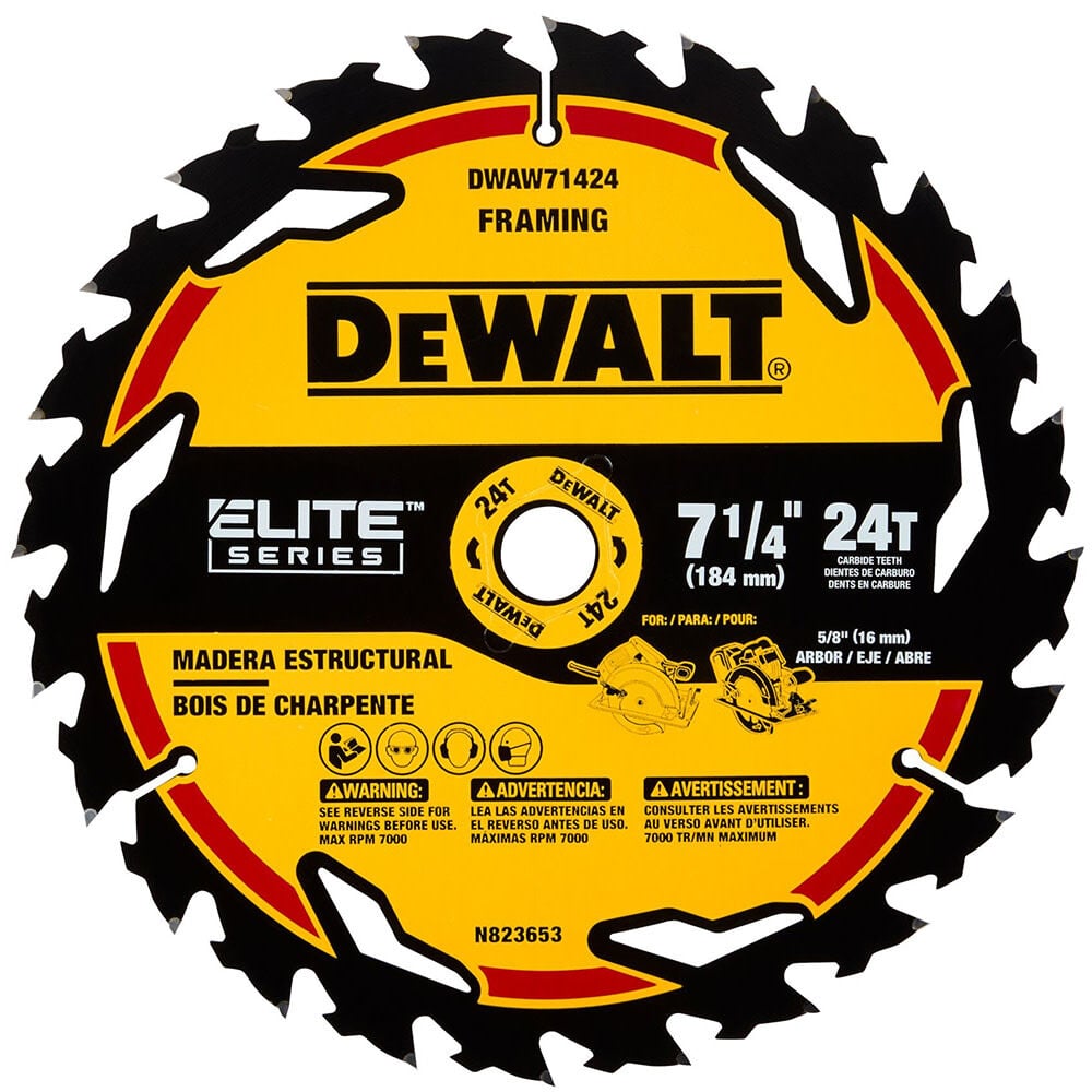 DEWALT Elite Series BLISTER Circular Saw Blade 7 1/4in 24T, large image number 1