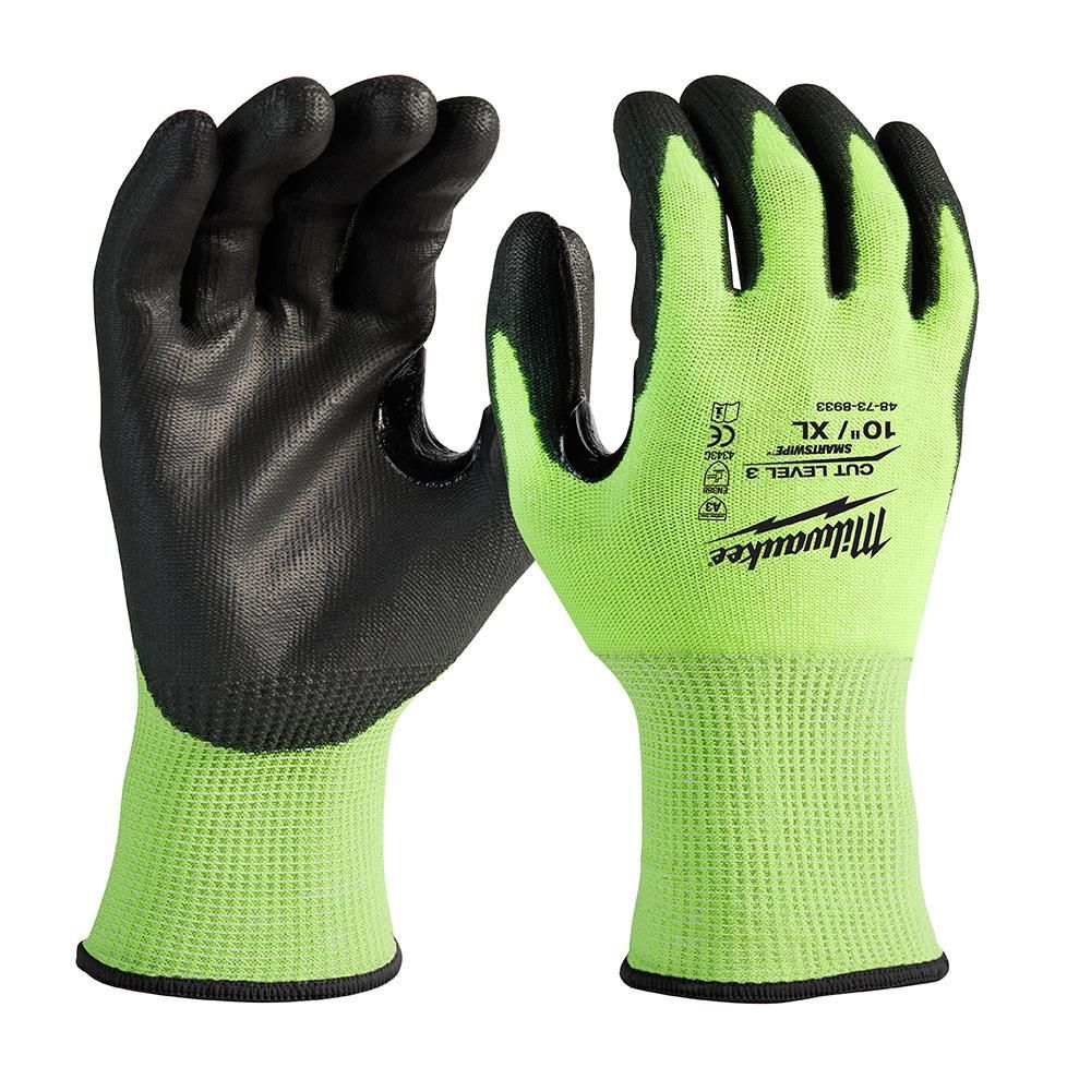 Milwaukee 12 Pack High Visibility Cut Level 3 Polyurethane Dipped - Size XL - 48-73-8933B
