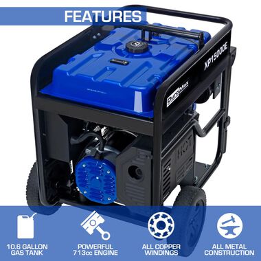 Duromax 15000 Watt V-Twin Gas Powered Electric Start Portable Generator, large image number 1