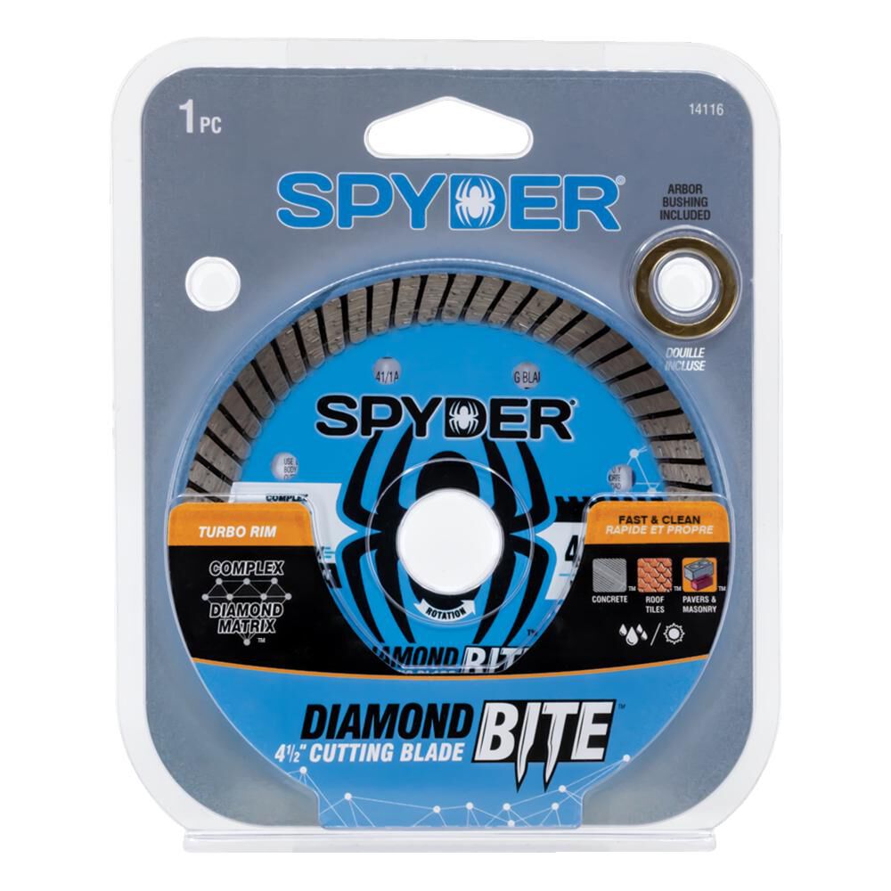Spyder 4.5 Inch Wet/Dry Turbo Rim Diamond Blade for Angle Grinders, large image number 8