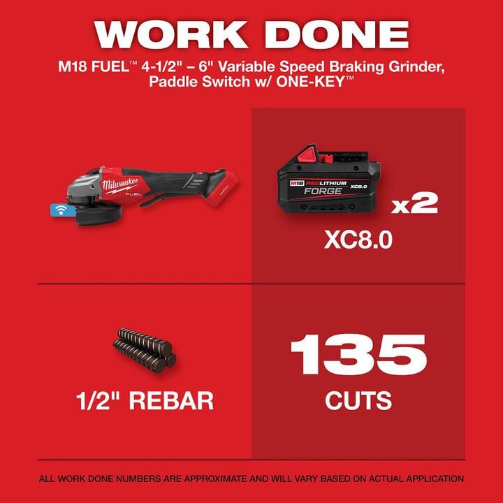 Milwaukee M18 FUEL 4-1/2 Inch-6 Inch Variable Speed Braking Grinder, Paddle Switch with ONE-KEY (Bare Tool), large image number 1
