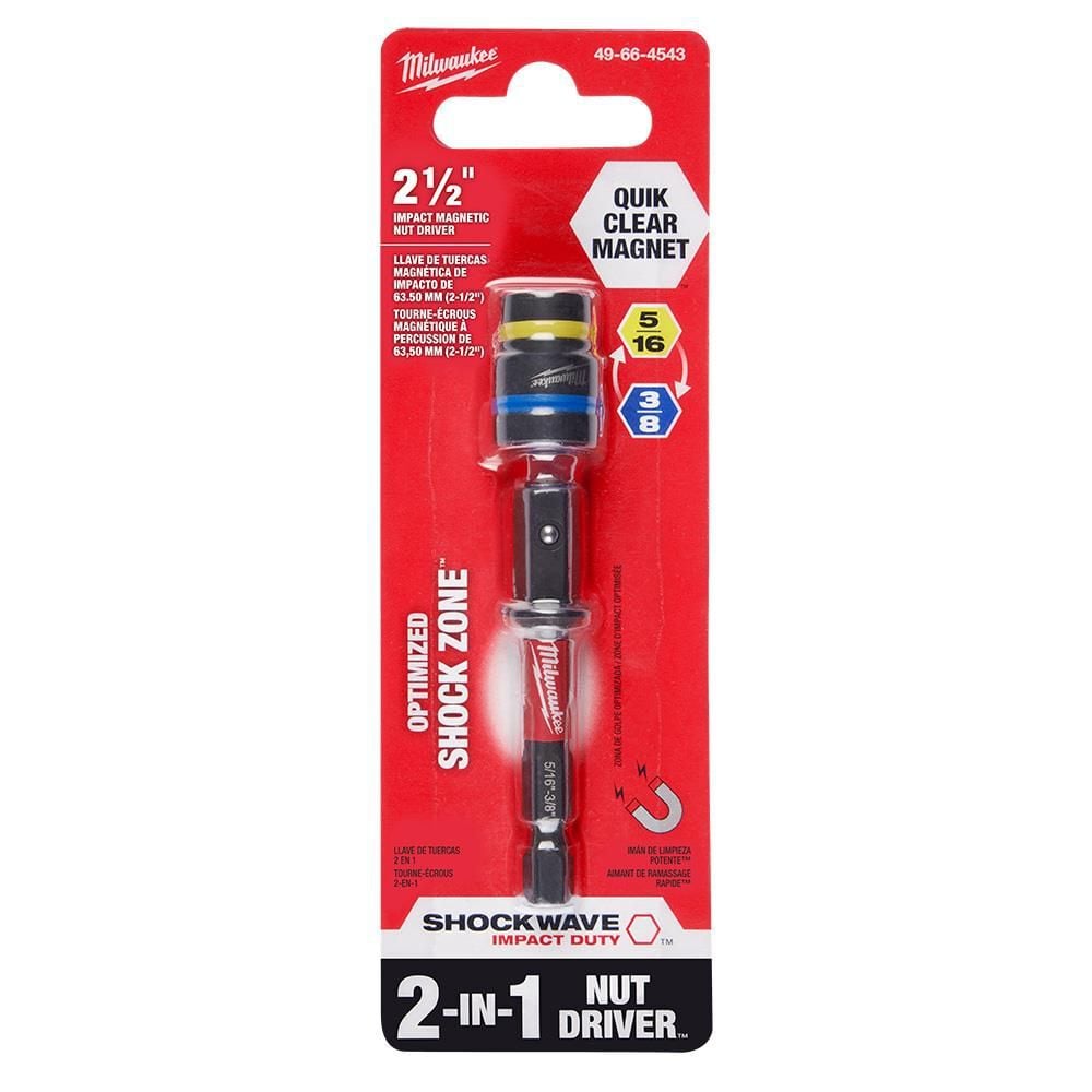 Milwaukee SHOCKWAVE Impact Duty 5/16 in and 3/8 in x 2-1/2 in QUIK-CLEAR 2-in-1 Magnetic Nut Driver, large image number 9