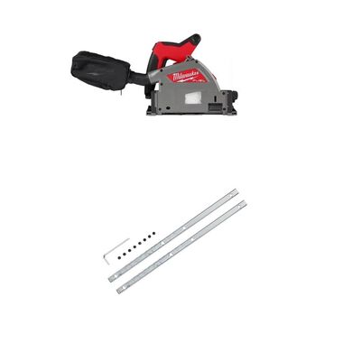 Milwaukee M18 Fuel 6-1/2 Inch Plunge Track Saw, Guide Rail Connector Bundle