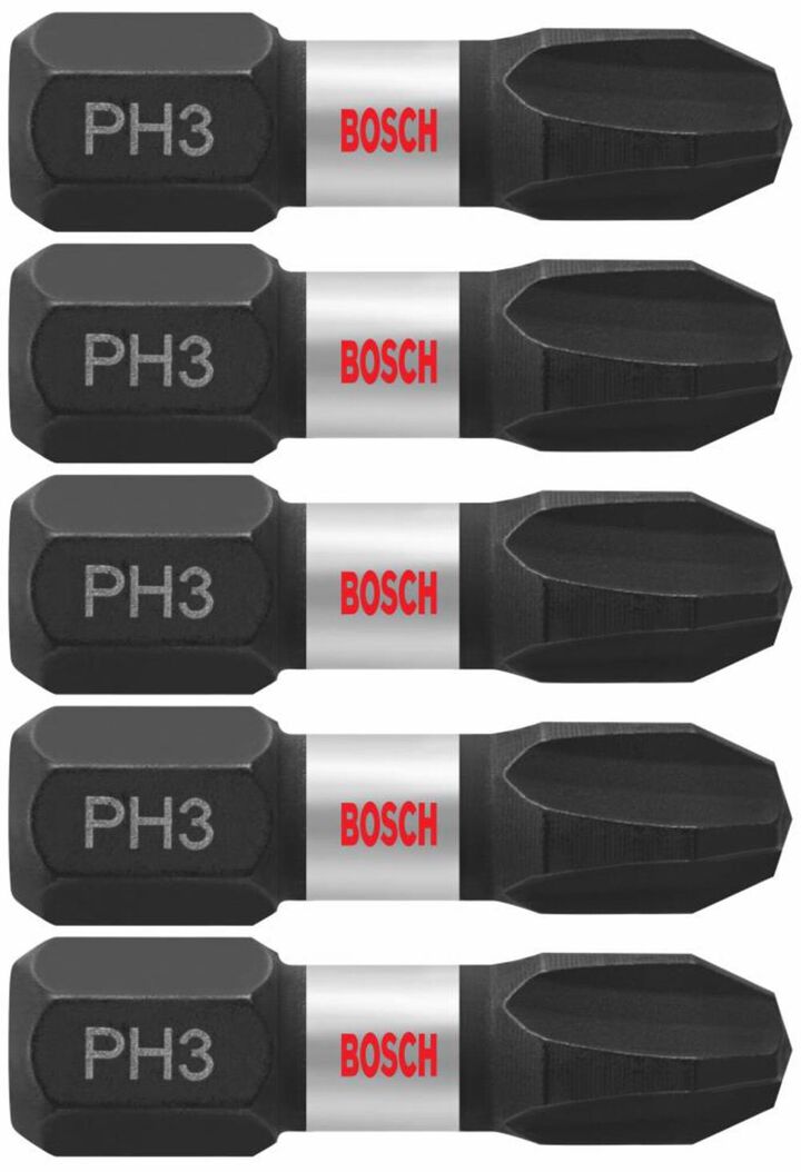 Bosch Impact Tough 1 Inch Phillips #3 Insert Bits 5 Piece