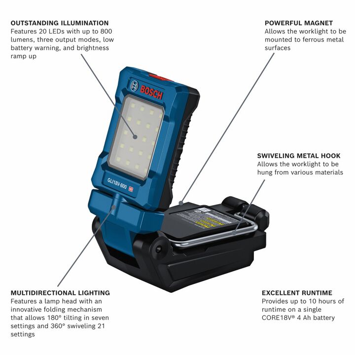 Bosch 18V Multidirectional LED Worklight (Bare Tool) Reconditioned, large image number 1
