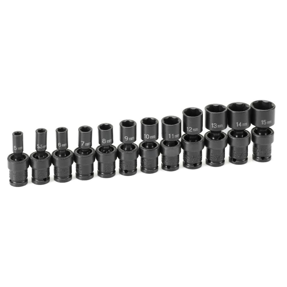 Grey Pneumatic 1/4 In. Drive Standard Length Surface Drive Universal Set – 9712UM
