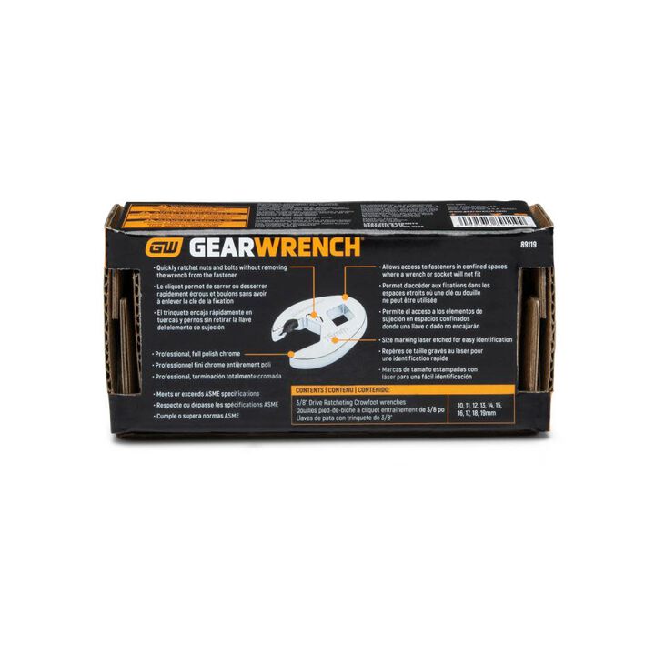 GEARWRENCH Ratcheting Crowfoot Set 10 Pc. Metric, large image number 3