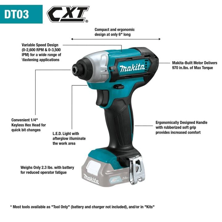 Makita 12V max CXT Lithium-Ion Cordless Impact Driver (Bare Tool), large image number 4