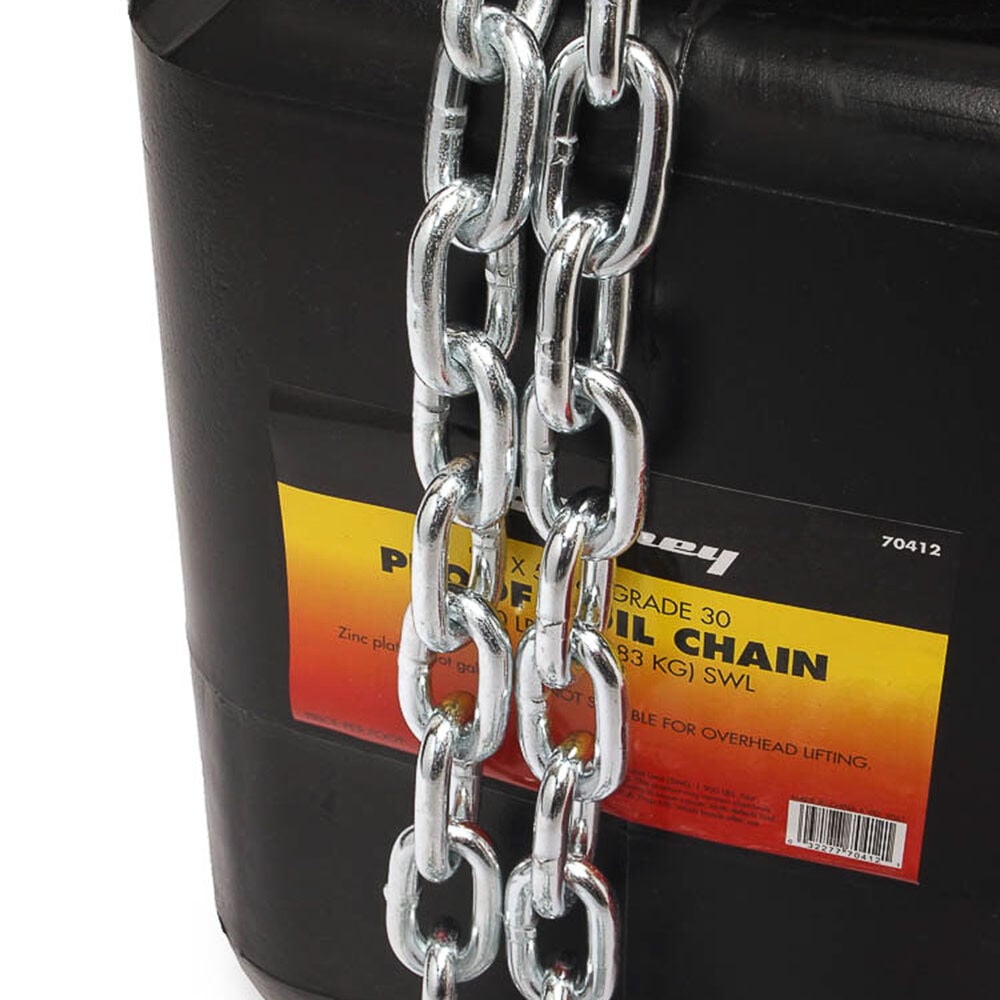Forney Industries Bucket of Chain, Grade 30 (G30) Proof Coil Chain, Zinc-Plated, 5/16 Inch x 92 Ft. (DOT Approved Tow Chain), large image number 3