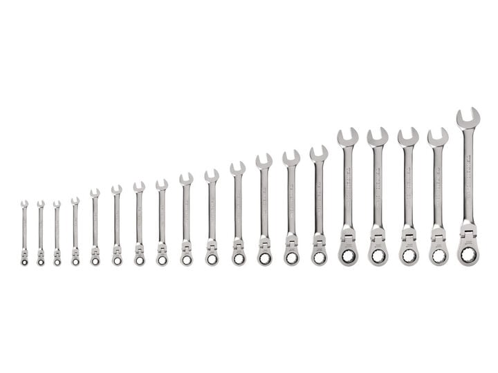 Tekton Flex Head 12 Point RatchetIng CombInation Wrench Set 19 Piece