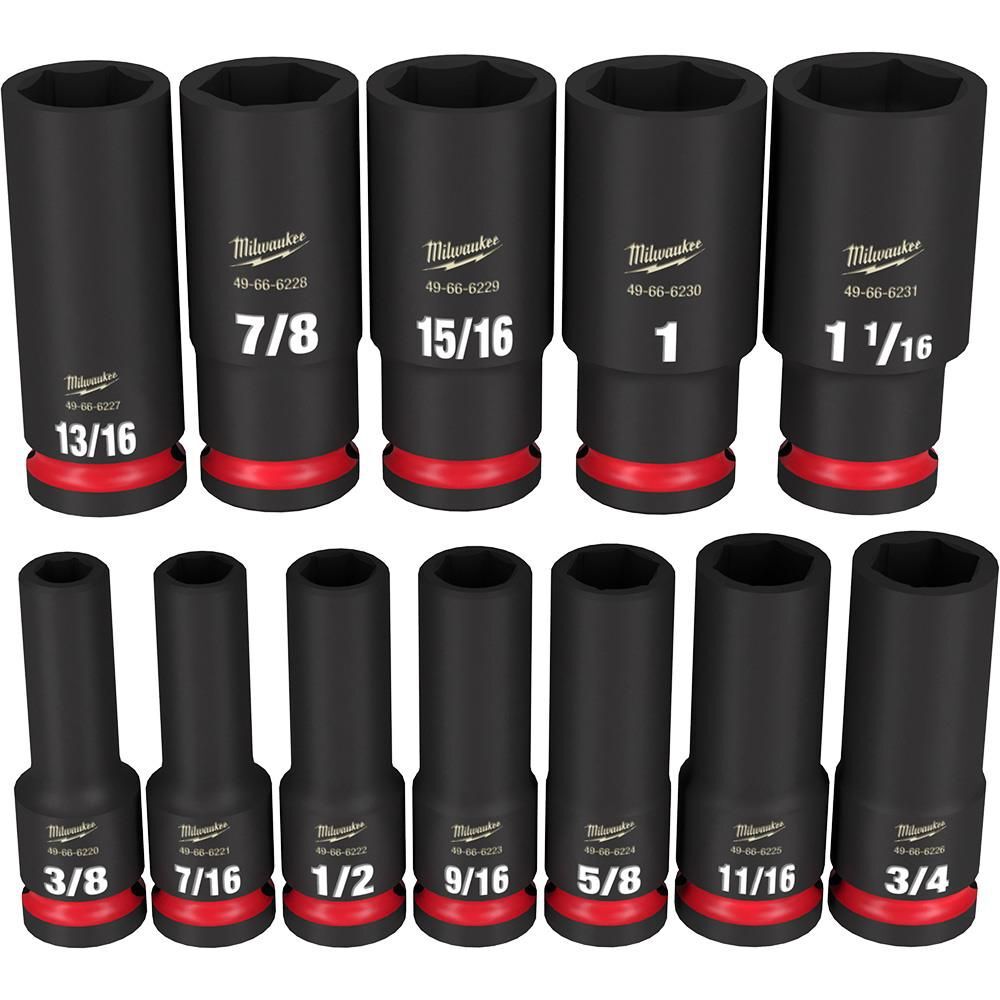 Milwaukee Impact Socket 1/2in Drive SAE 6 Point 12pc, large image number 1