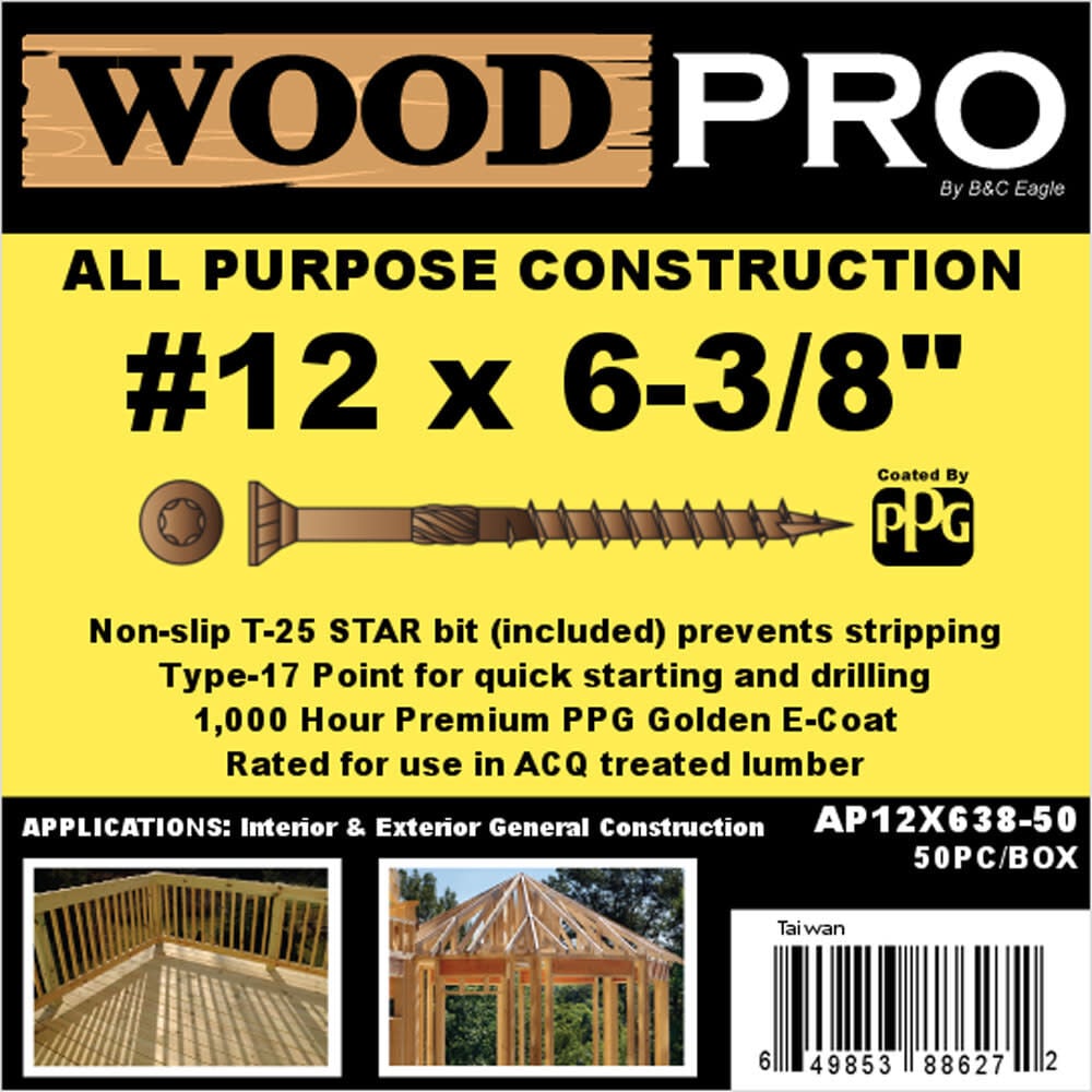 Woodpro (50) #12 x 6-3/8 In. All Purpose Wood Screws, large image number 2