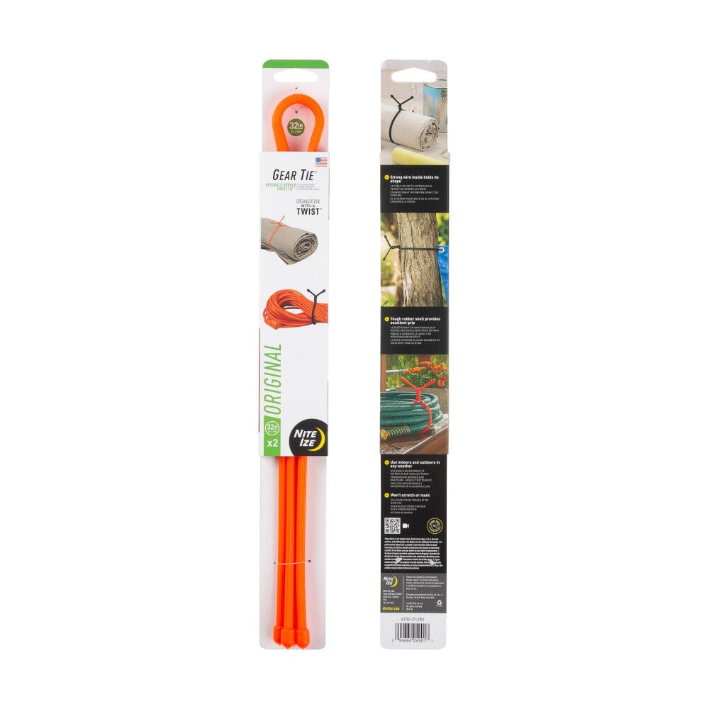 Nite Ize Gear Tie Reusable Rubber Twist Tie 32in 2pk Br. Orange, large image number 3