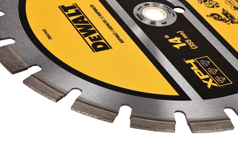DEWALT XP4 Asphalt 14 Inch Segmented Rim Diamond Blade for Quick Cuts in Asphalt and Green Concrete, large image number 4