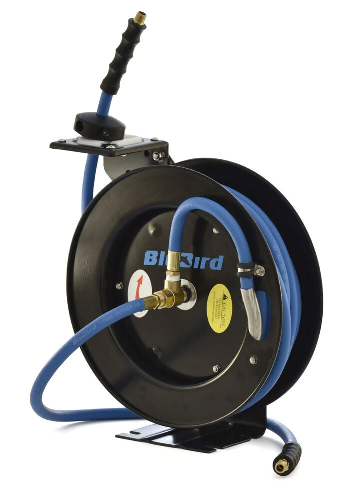 BluBird 3/8 Inch x 25 Ft Black Steel Single Arm Retractable Air Hose Reel