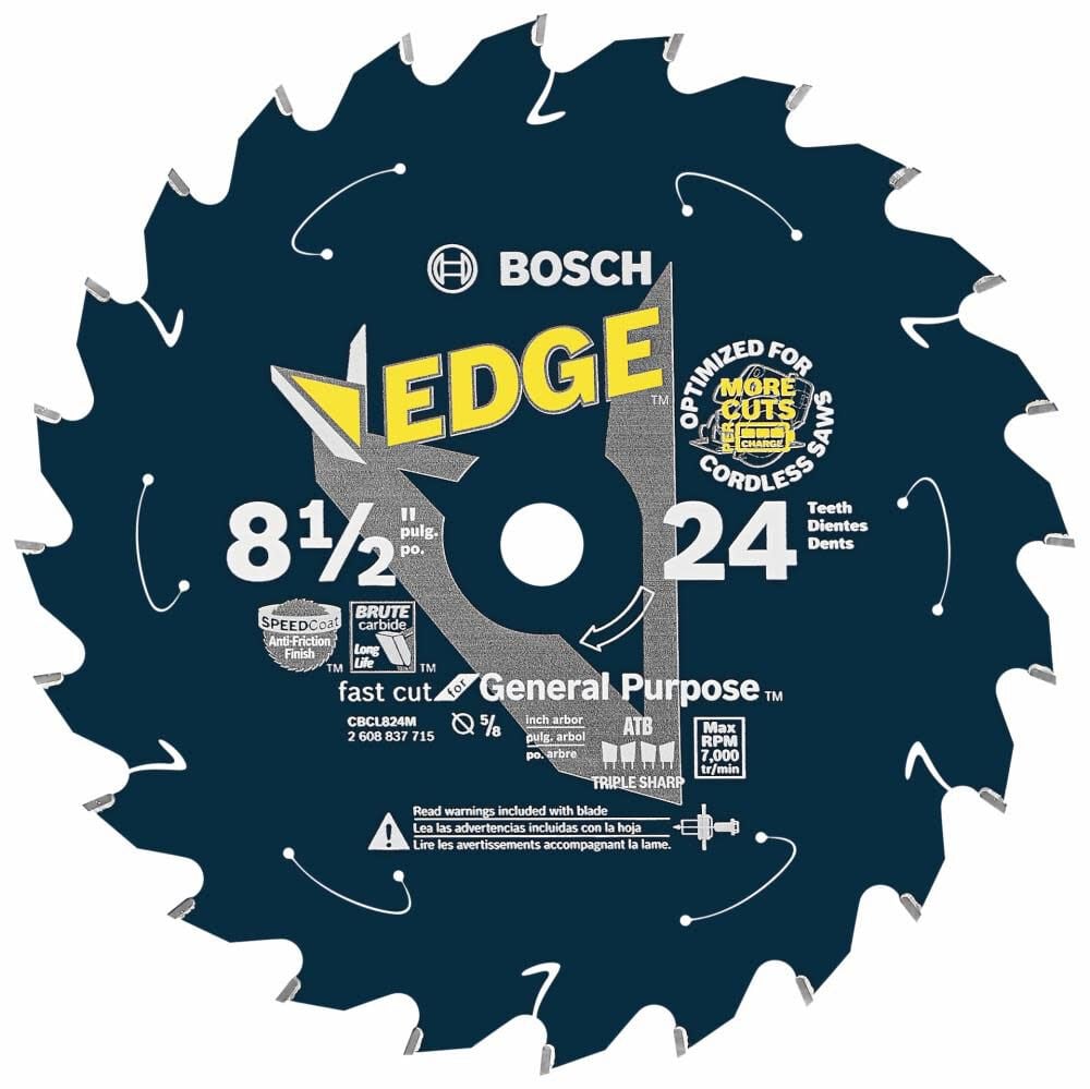 Bosch 8-1/2 Inch 24 Tooth Edge Cordless Circular Saw Blade for General Purpose - CBCL824M