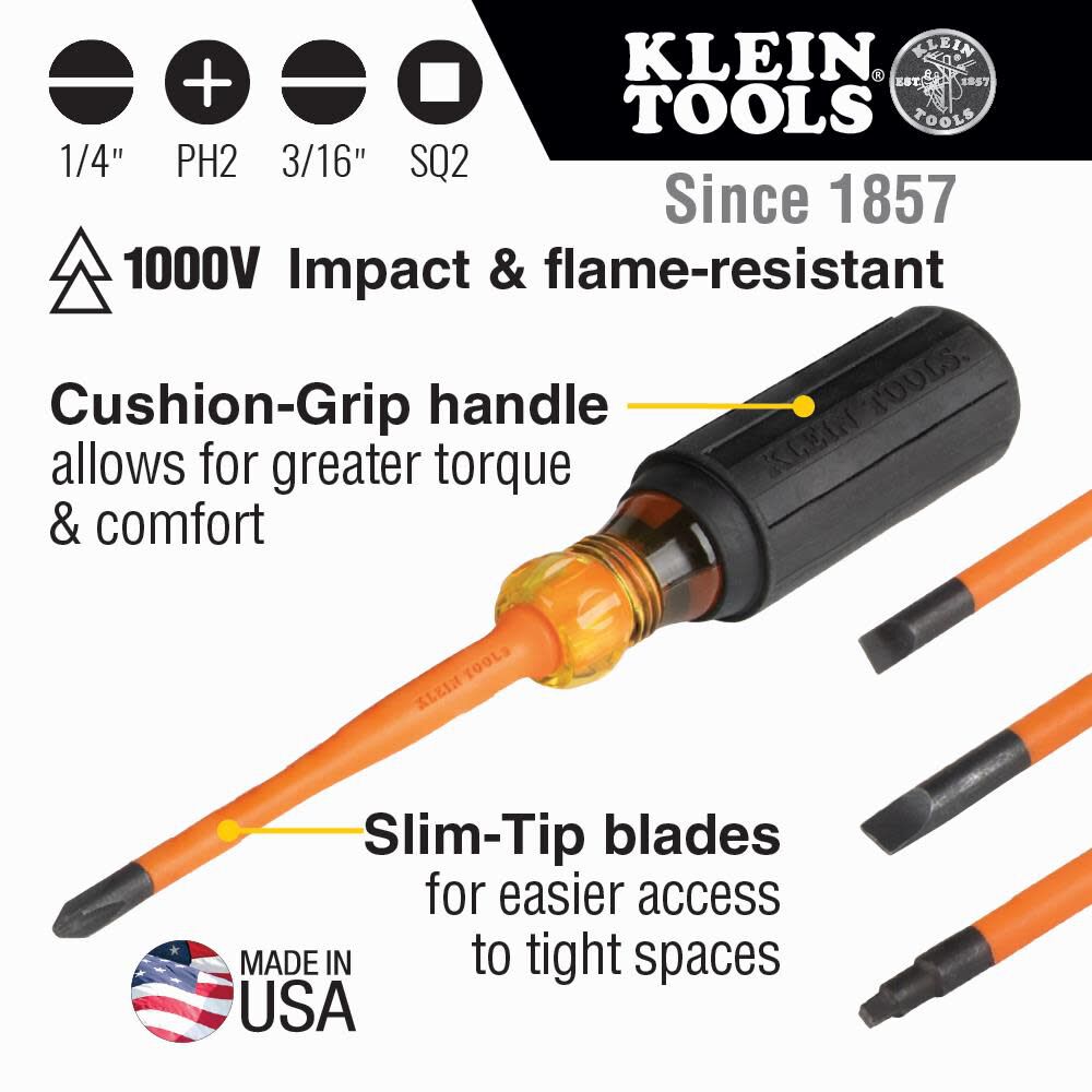 Klein Tools Slim-Tip Insul Screwdrivers 4-pc, large image number 2