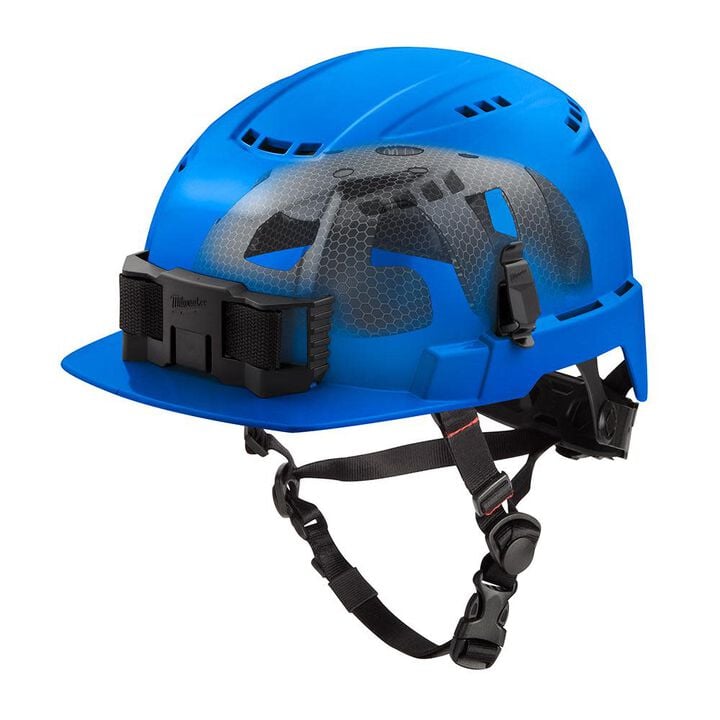 Milwaukee BOLT Blue Front Brim Vented Safety Helmet with IMPACT ARMOR Liner (USA)-Type 2, Class C