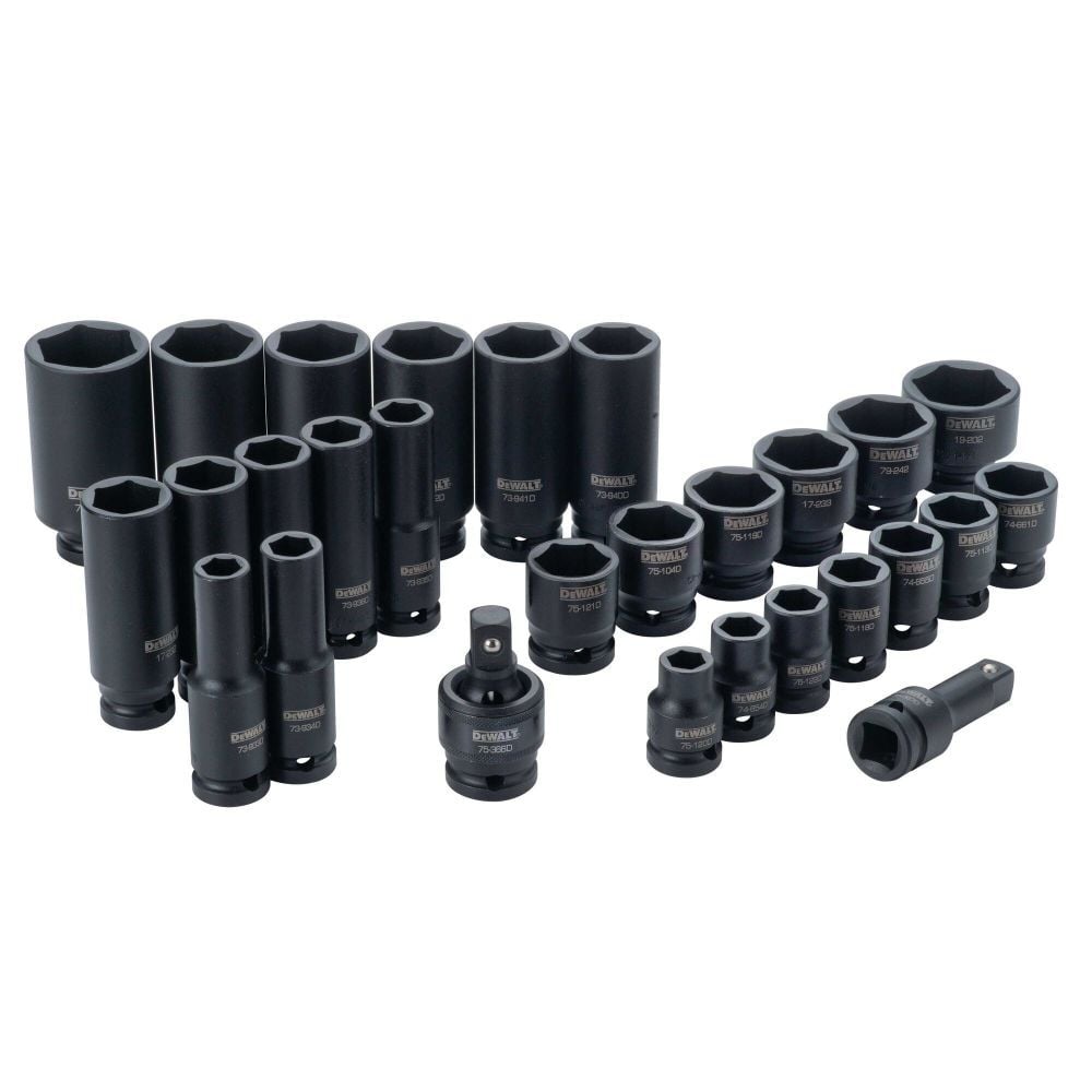 DEWALT 28 Piece 1/2 in Drive Standard & Deep Impact Socket Set 6 PT, large image number 1