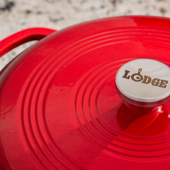 Lodge Cast Iron 7.5 Qt 11.5 Inch Red Essential Enamel Cast Iron Dutch Oven, large image number 2