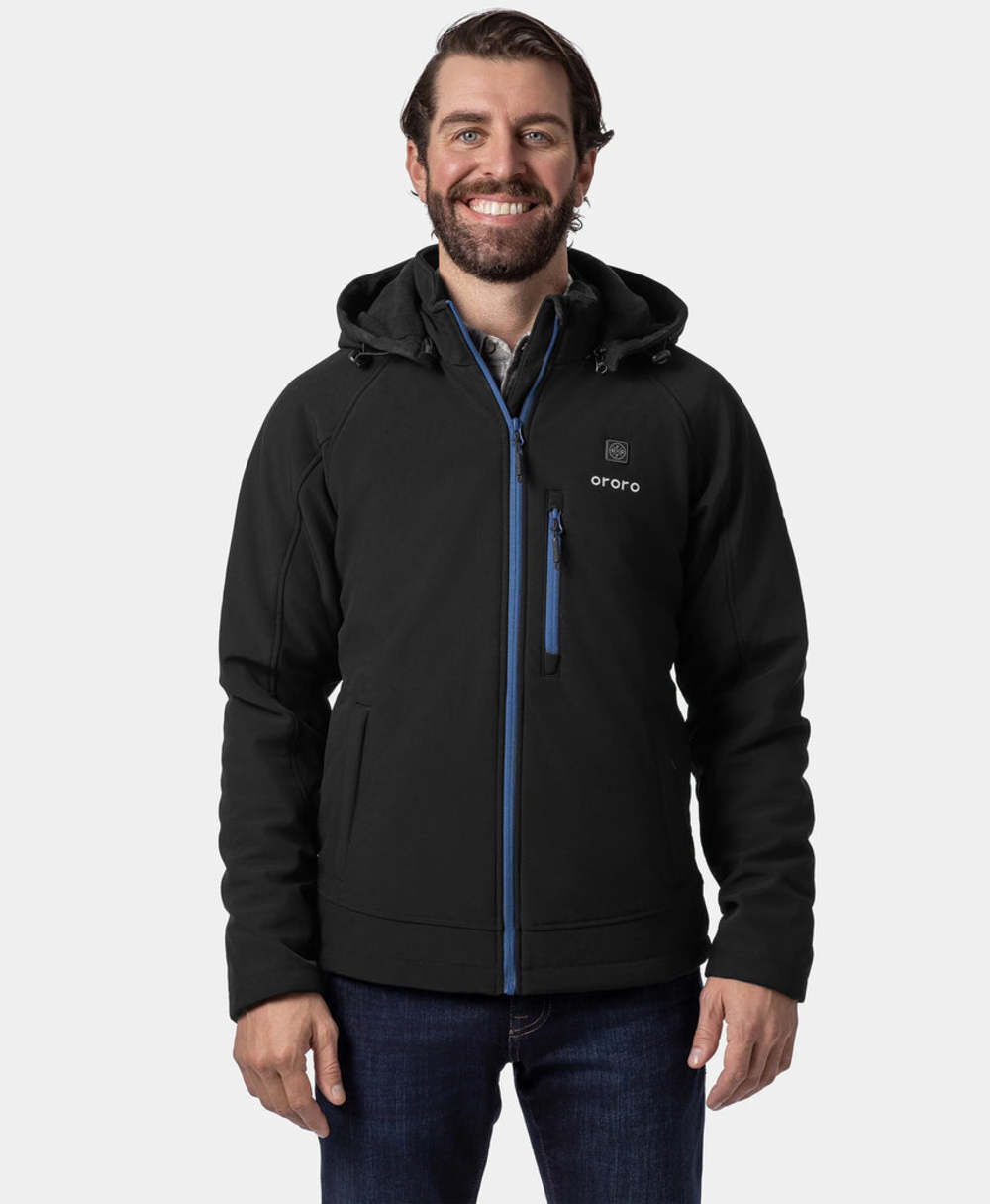 ORORO Men's 4-Zone Heated Classic Jacket Black & Blue 3XL NC, large image number 1