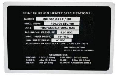 Frost Fighter Indirect Fired 500k BTU Portable Heater System (LP/NG) 20 amp, large image number 5