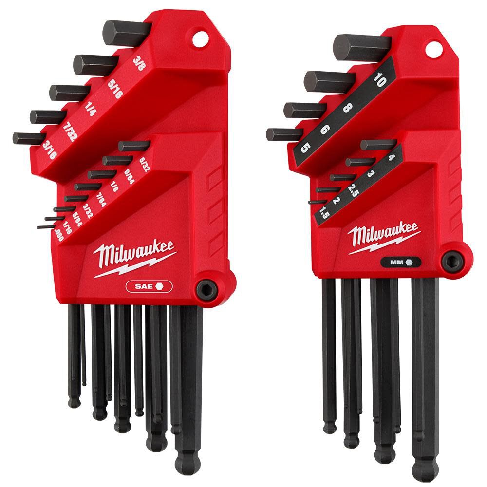 Milwaukee 22 Key Ball End L-Key Set Sae/metric Milwaukee 22 Key Ball End L-Key Set Sae/metric