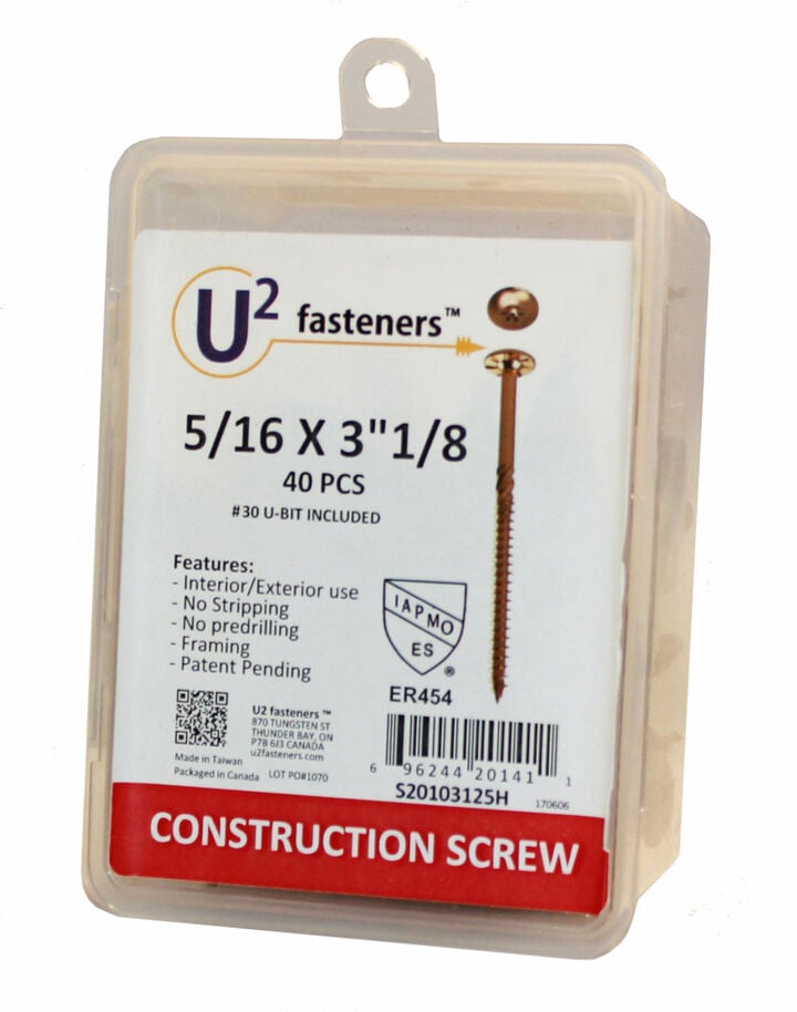 U2 Fasteners 3-1/8 Inch x 5/16 Gauge Structural Screw, 40 Qty