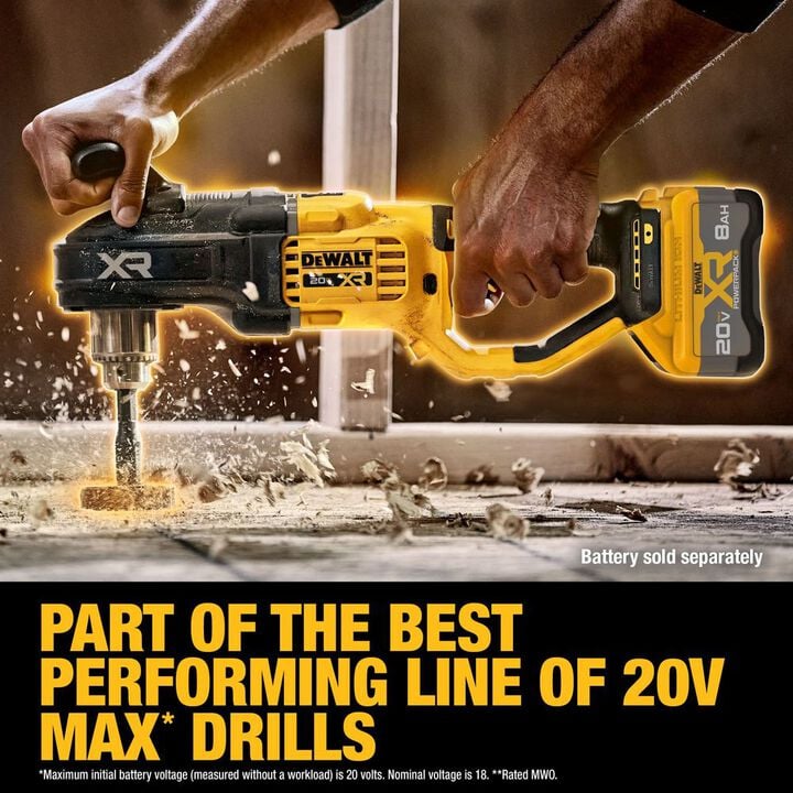 DEWALT 20V MAX XR 1/2 Inch Stud & Joist Drill (Bare Tool), large image number 2
