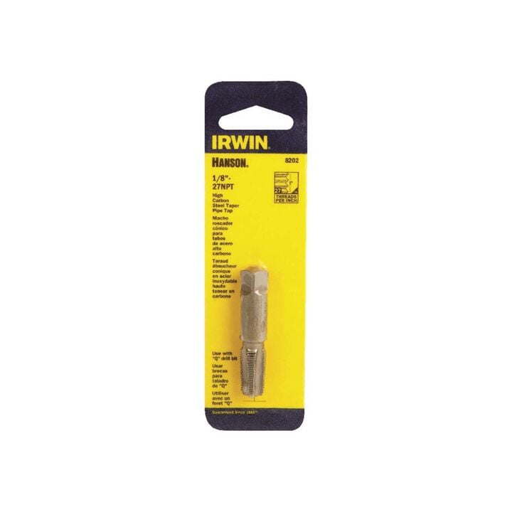 Irwin Hanson 1/8 Inch -27 NPT High-Carbon Steel Pipe Tap 4-Flute Plug Style
