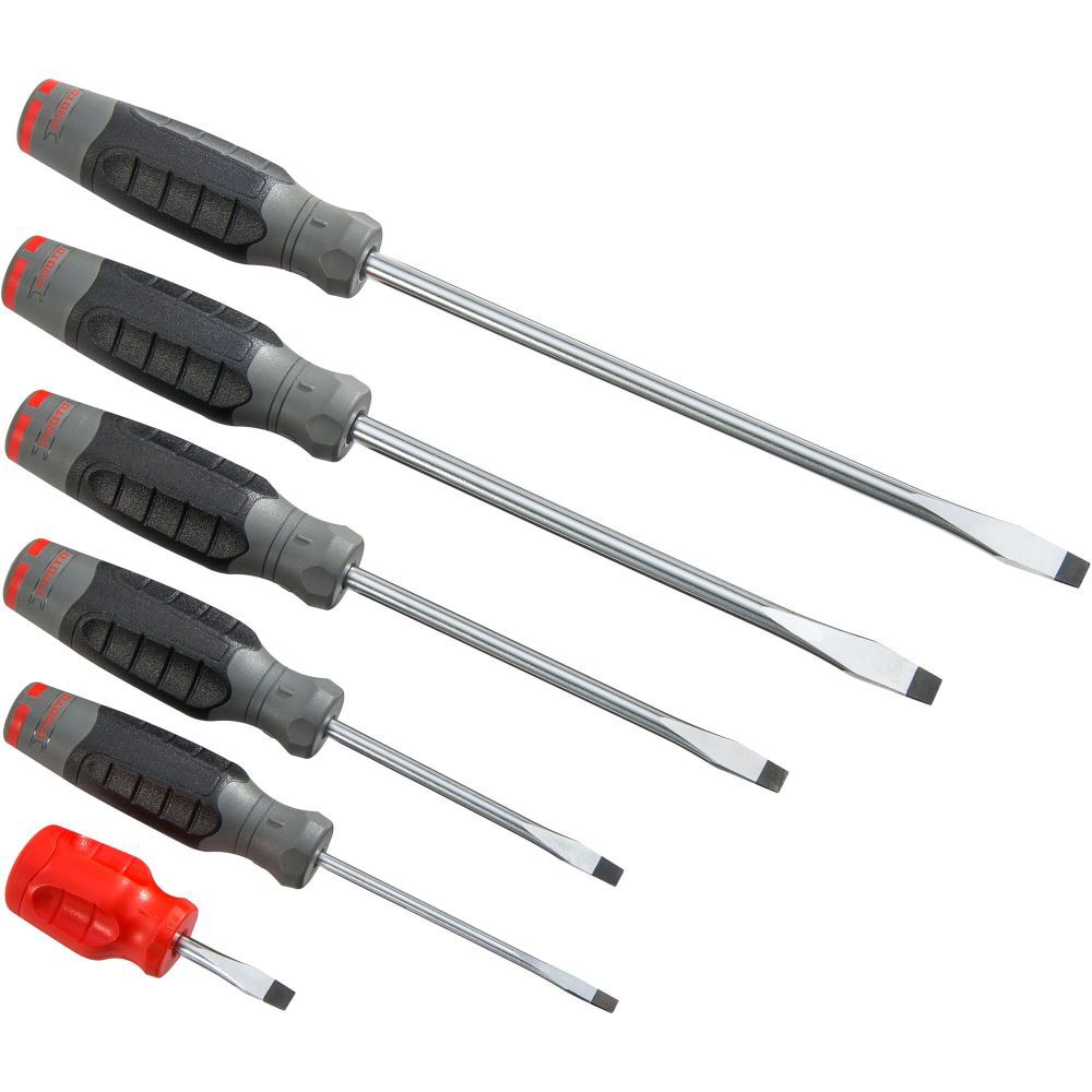 Proto Round Flat Blade Screwdriver Set 6pc J1206SRFF - Acme