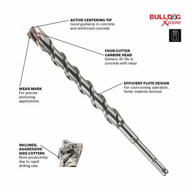 Bosch 3/4 In. x 6 In. x 8 In. SDS-plus Bulldog Xtreme Carbide Rotary Hammer Drill Bit, large image number 2