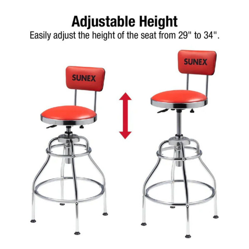 thumbnail image 2 of SUNEX Tools Hydraulic Shop Stool - Adjustable Height Workshop Stool With Padded Seat & Backrest 2 of 5
