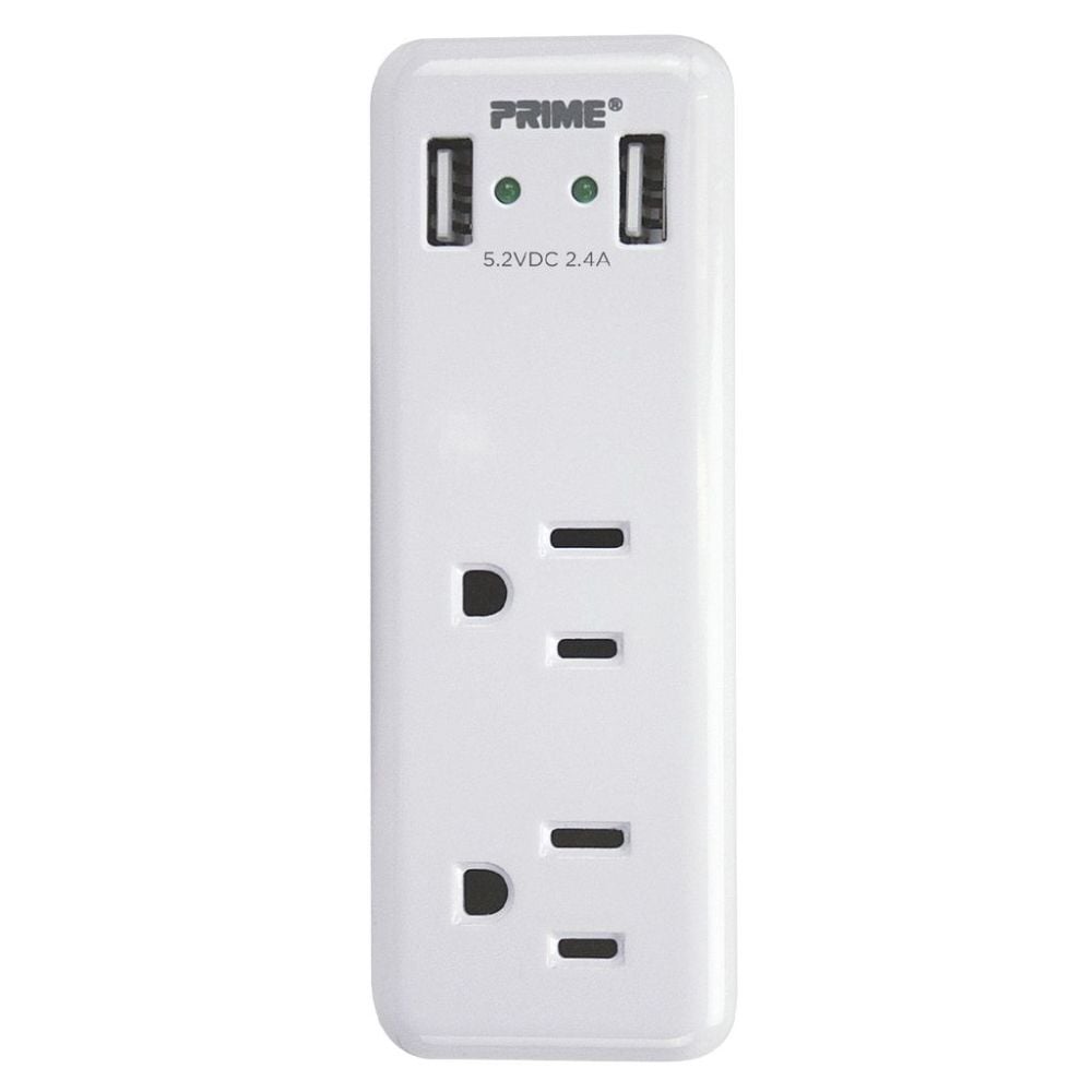 Prime 3 Prong 2 Outlet with 2 Port USB Charger – PBUSB242